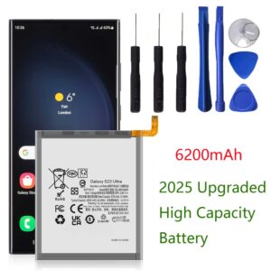 Galaxy S23 Ultra Battery, (2025 Upgraded) High Capacity 6200mAh EB-BS918ABY Li-Polymer Battery for Galaxy S23 Ultra SM-S918U SM-S918U1 SM-S918B with Repair Tool Kits