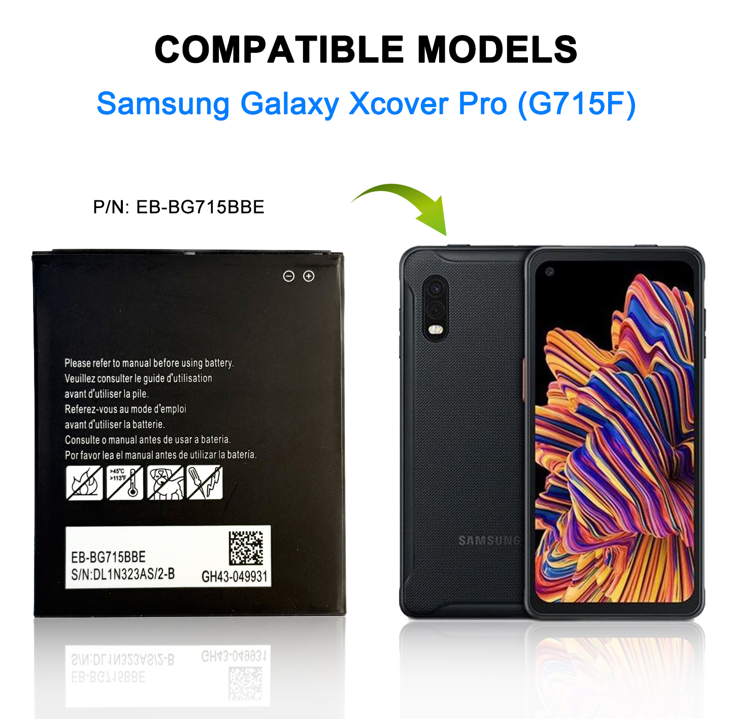 High quality battery EB-BG715BBE Battery Replacement for Samsung Galaxy XCover Pro SM-G715U1 SM-G715UZKDXAA SM-G715U SM-G715UZKDVZW SM-G715A Battery - Image 5