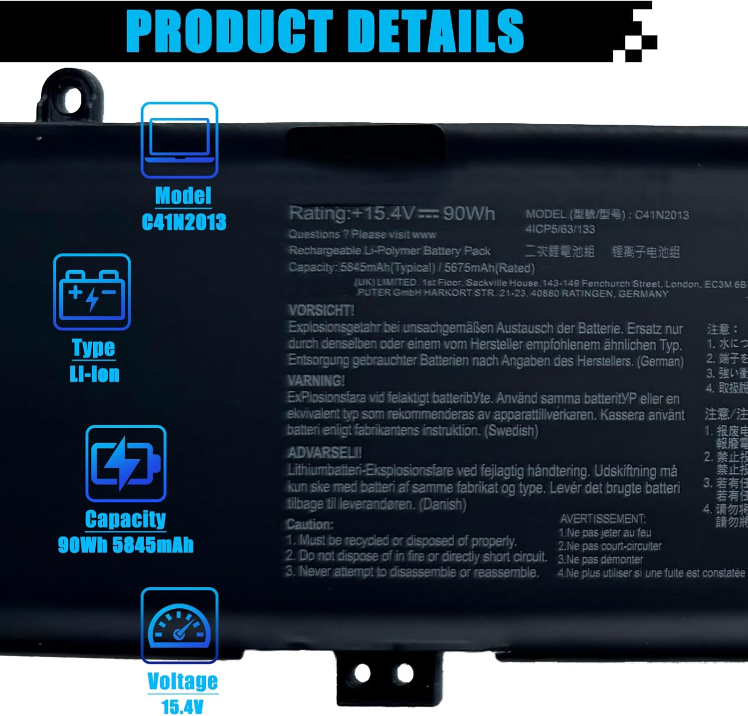 High quality battery C41N2013 Laptop Battery for Asus ROG Strix G15 G513 G513IM G17 G713 G713IM G713QM Rog Strix Scar 15 G533 G533QM G533QR 17 G733 G733ZM Zephyrus G15 GA503 Series - Image 3