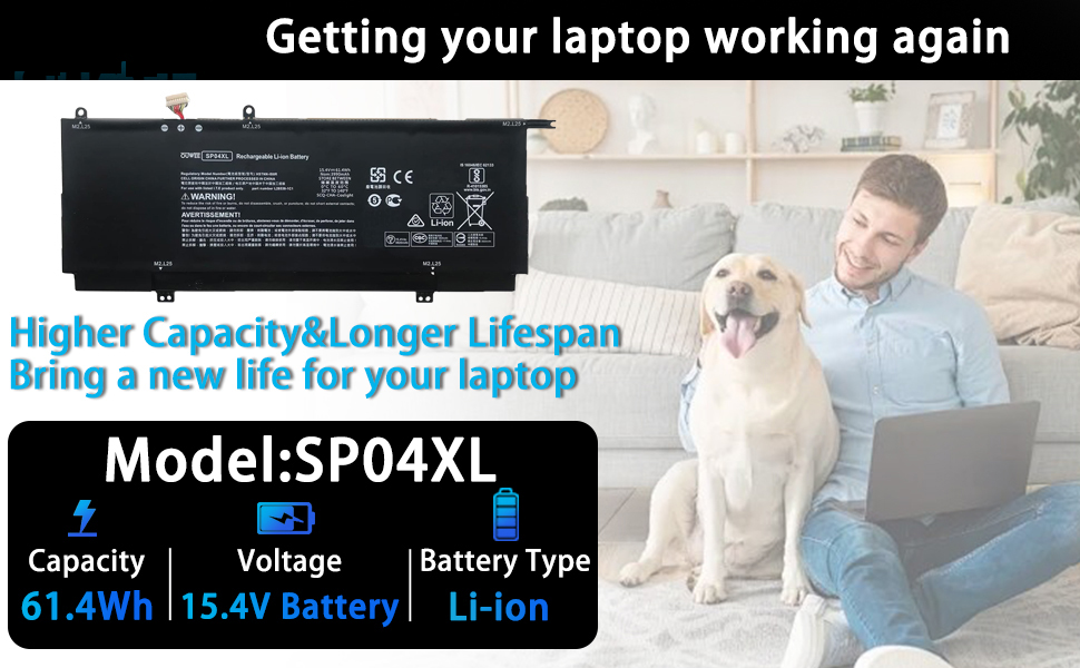 Genuine SP04XL Laptop Battery for HP Spectre X360 13T-AP000 13-AP0XXX Series (15.4V 61.4Wh)