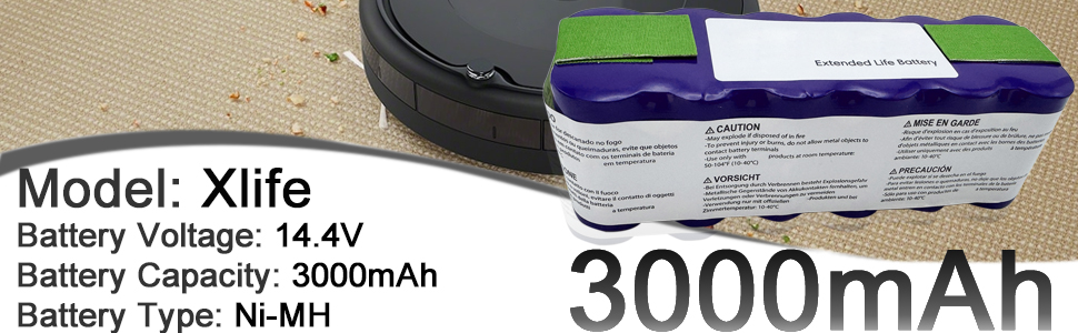 XLife Extended Life Replacement Battery for iRobot Roomba 500 600 700 800 Series | Long-Lasting Performance