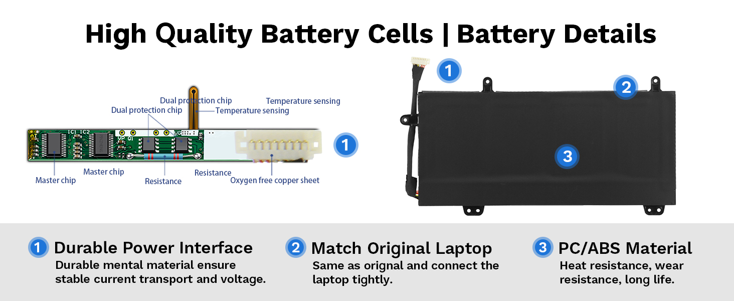 Genuine C41N1727 Laptop Battery for Asus Zephyrus M GM501 / ROG GU501 Series 15.4V 55Wh