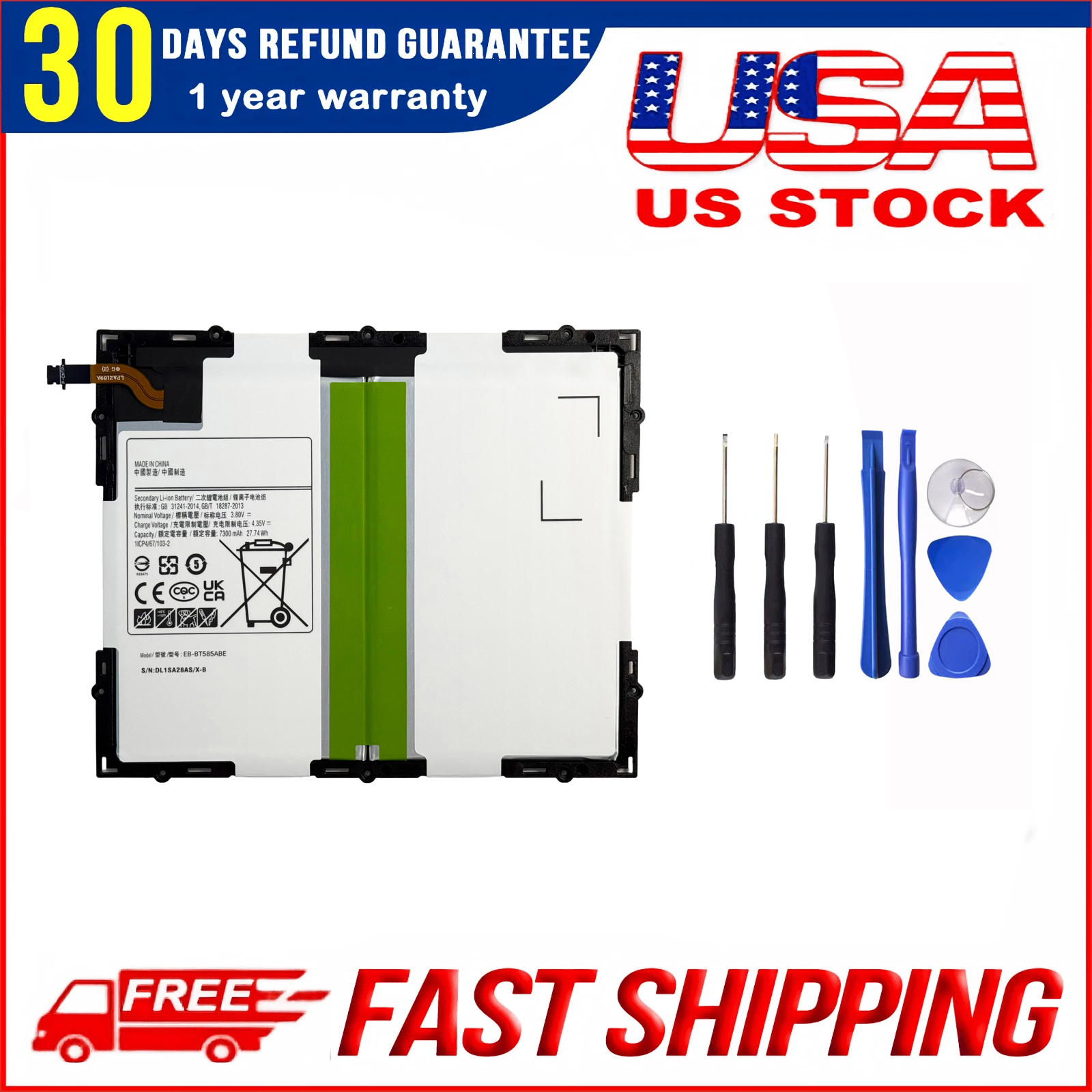 High quality battery 7300mAh Battery for Samsung Galaxy Tab A 10.1 SM-T580, T585, T587 - EB-BT585ABE Replacement Battery
