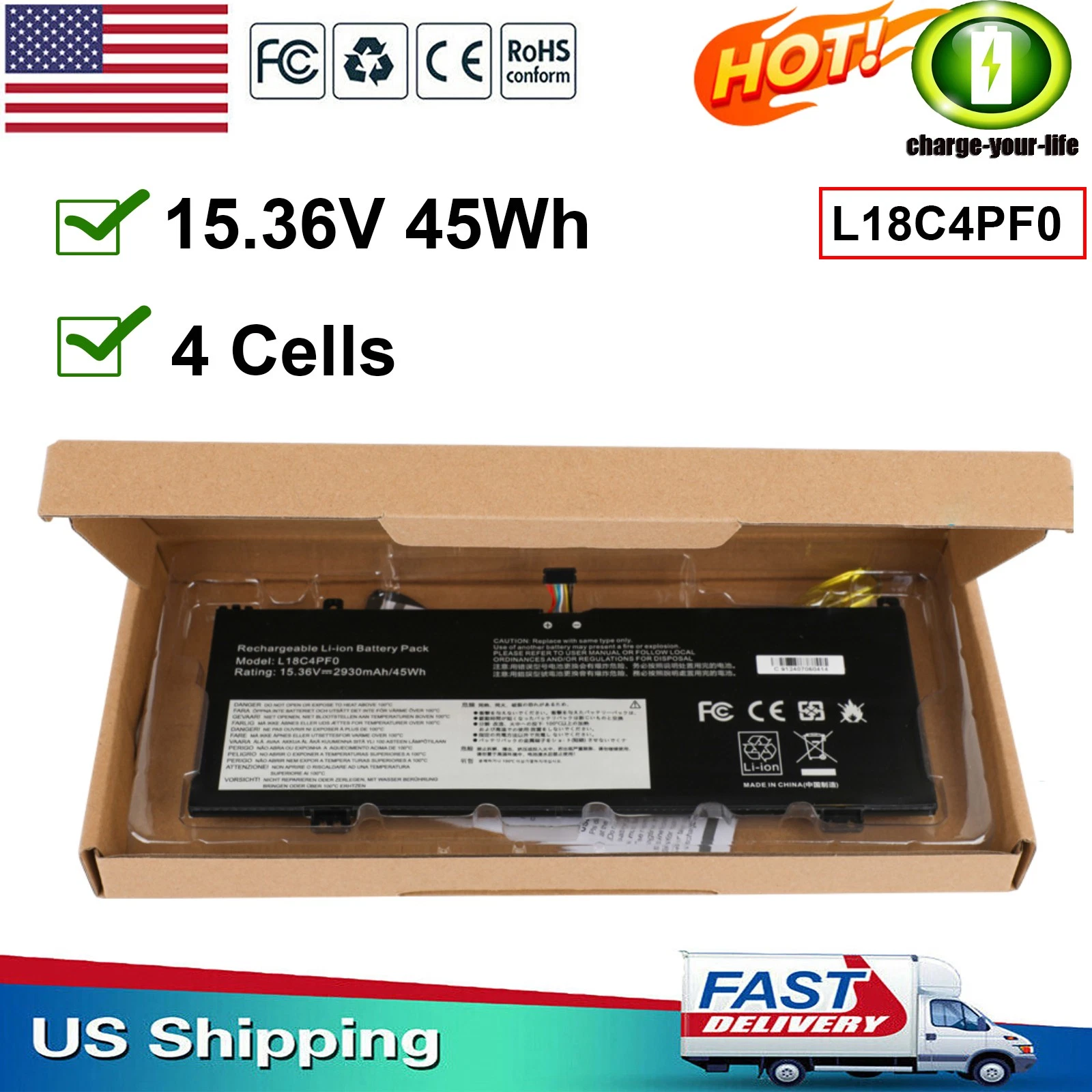 Genuine L18C4PF0 Battery for Lenovo ThinkBook 13s/14s Series | L18M4PF0 L18D4PF0 Replacement