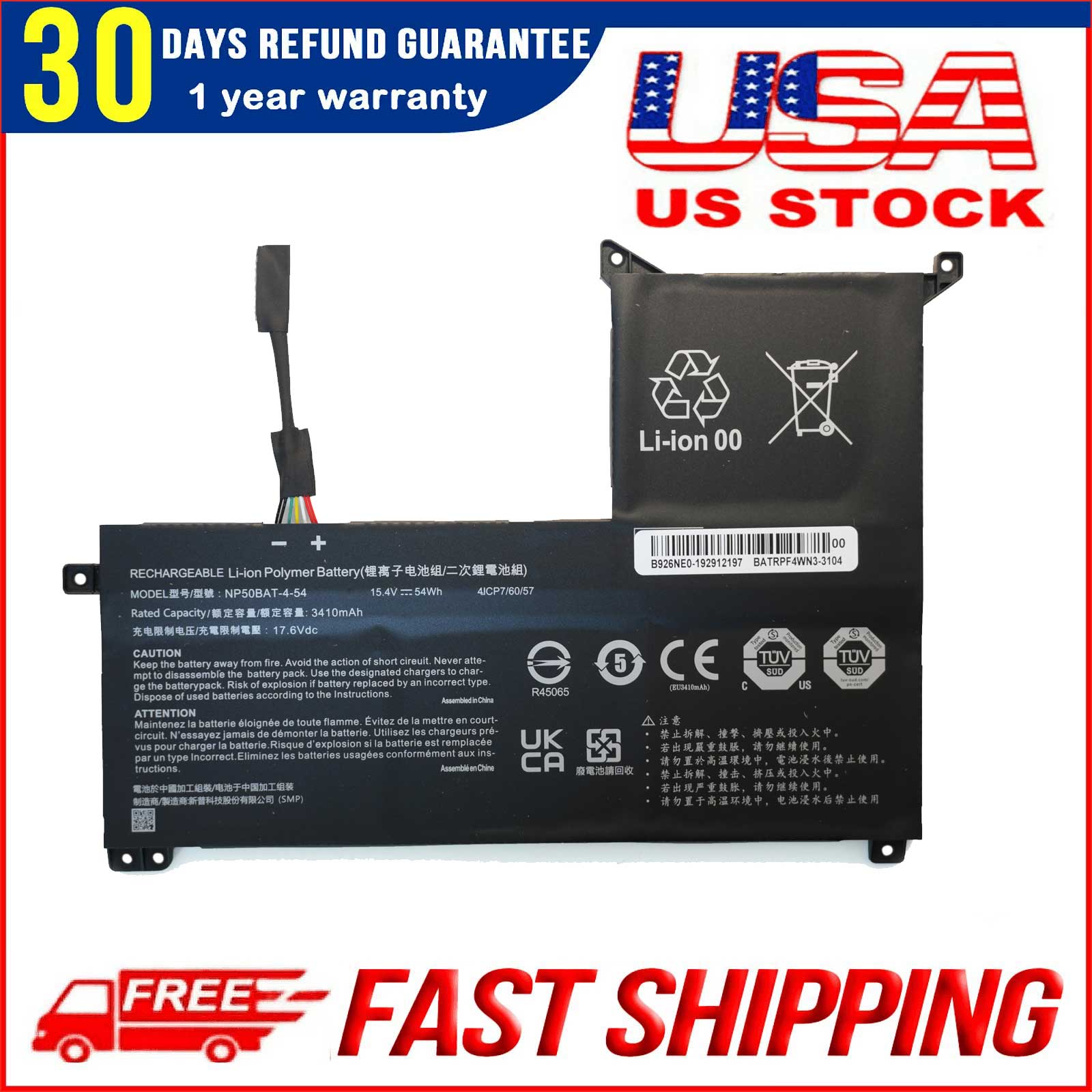 Genuine NP50BAT-4-54 Laptop Battery for Clevo NP70 X17, AT22 G7, KE & XMG Focus Series