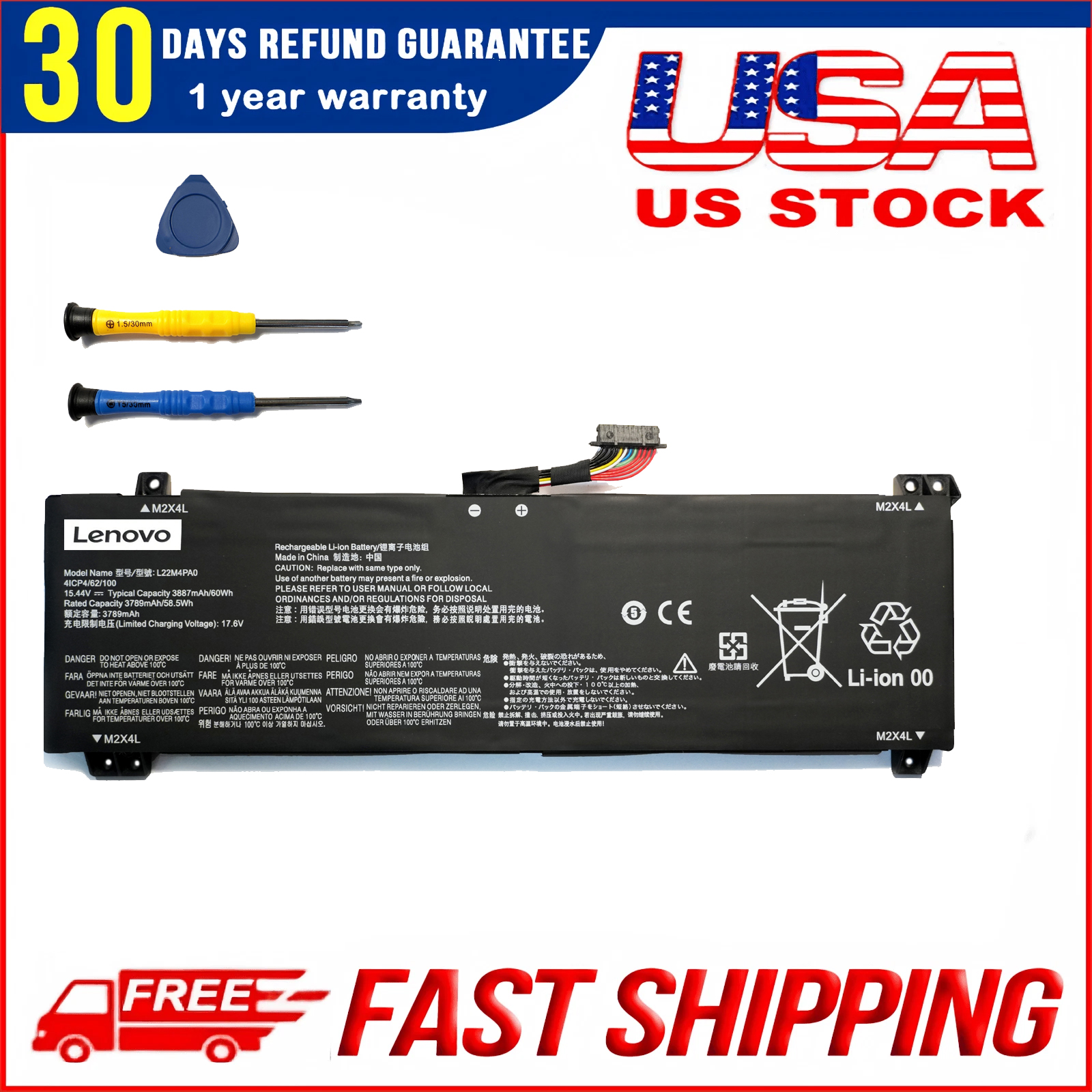 Genuine L22M4PA0 Laptop Battery Replacement for Lenovo LOQ & Legion Slim 5 Series 60Wh