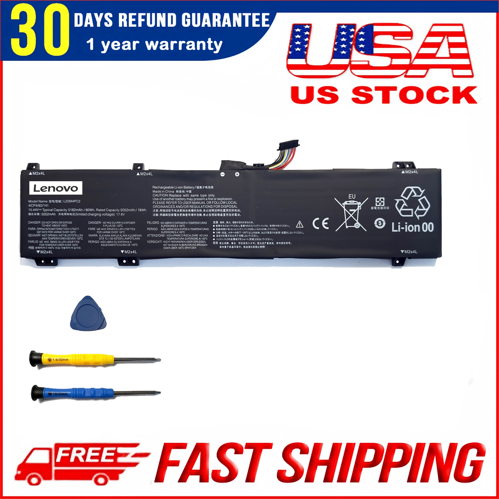 Genuine Lenovo Legion Slim 5 Laptop Battery Replacement 80Wh 15.44V