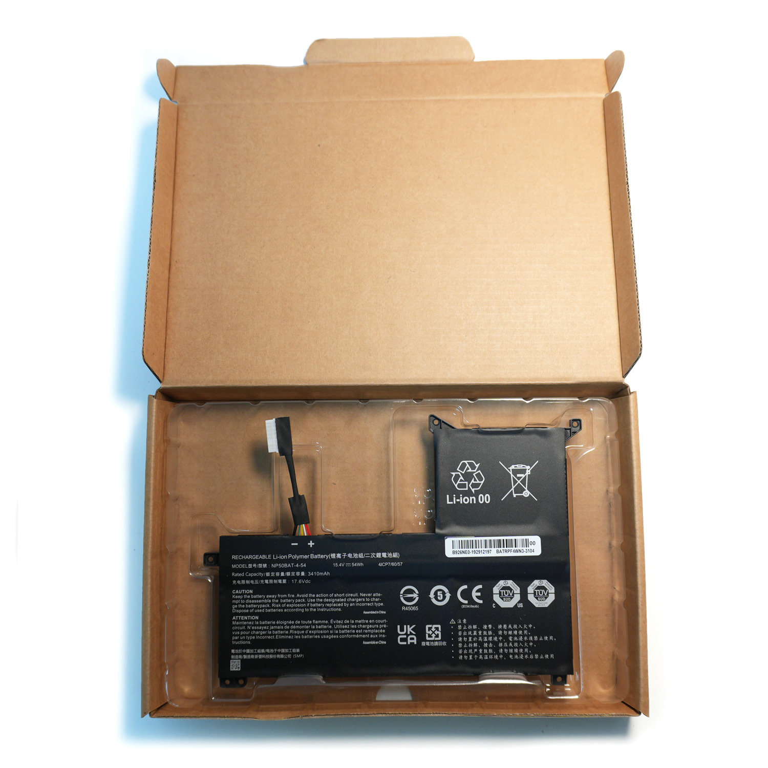 NP50BAT-4-54 6-87-NPSKS-53G00 Laptop Battery for Clevo NP70 X17 AT22 G7 KE XMG Focus 16 X15 at 4ICP7/60/57 15.4V/54Wh/3510mAh/4Cell - Image 7