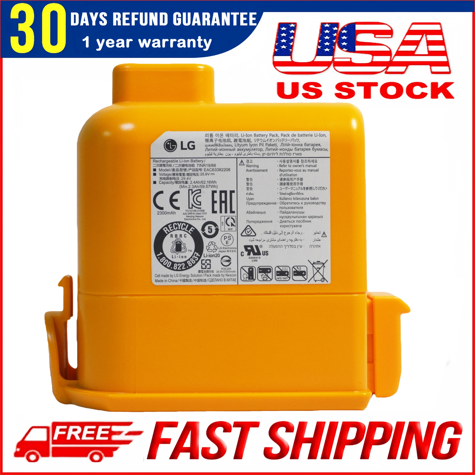 EAC63382204 EAC63382208 Battery Replacement for LG CordZero A9 A9+ A927 A929 A958 Series