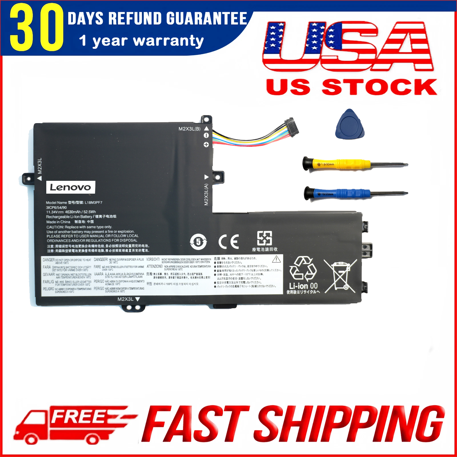 Genuine L18C3PF7 Laptop Battery for Lenovo IdeaPad S340 | 11.34V 52.5Wh Replacement