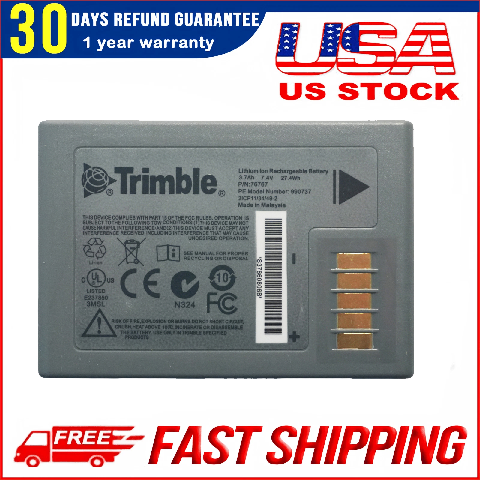 Battery Compatible with Trimble R10 R12 R12i – 7.4V 3700mAh Li-ion Replacement