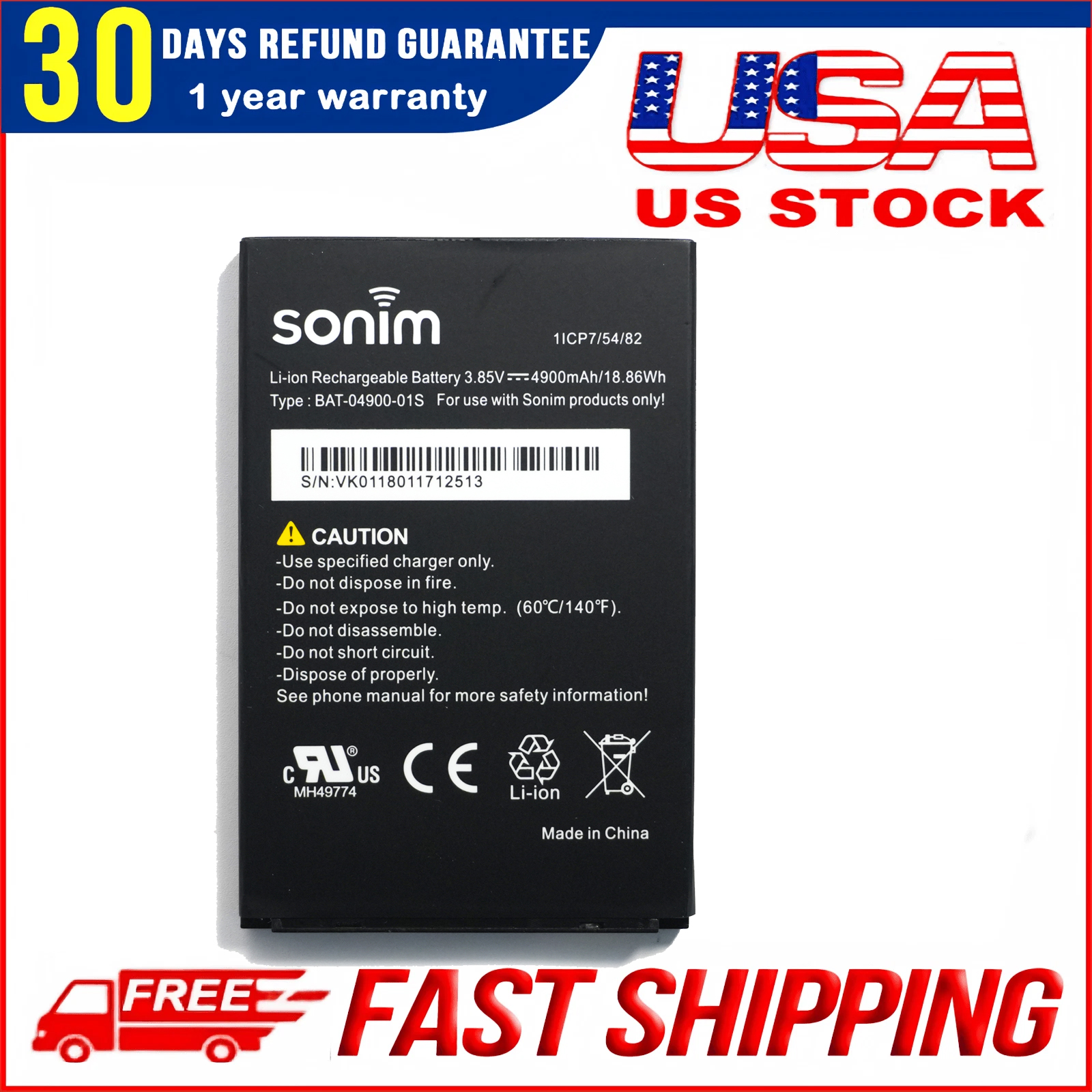 New Original Genuine Sonim Battery for XP8 XP8800 | BAT-04900-01S 4900mAh Replacement