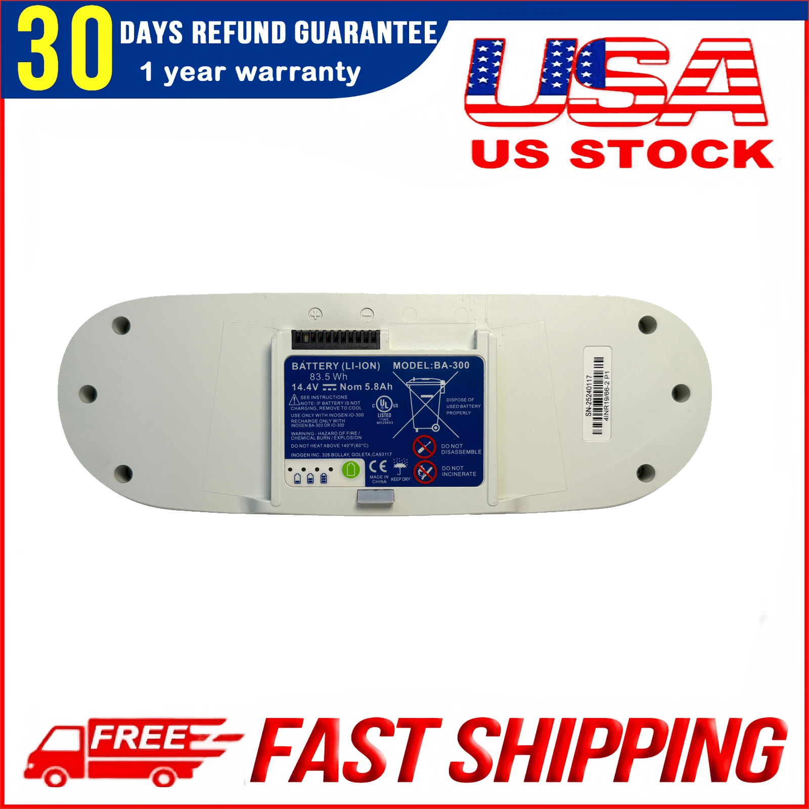 BA-300 Replacement Battery for One G3 Portable Machine | 92Wh 14.4V High-Capacity #10400-1010-8