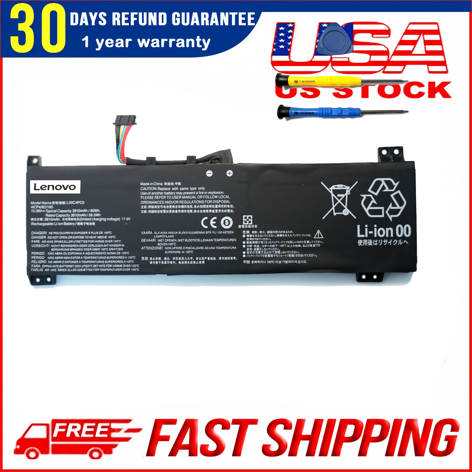 Genuine L20C4PC0 Laptop Battery for Lenovo Legion 5 Gaming 15.6" | L20M4PC0 L20D4PC0 Compatible