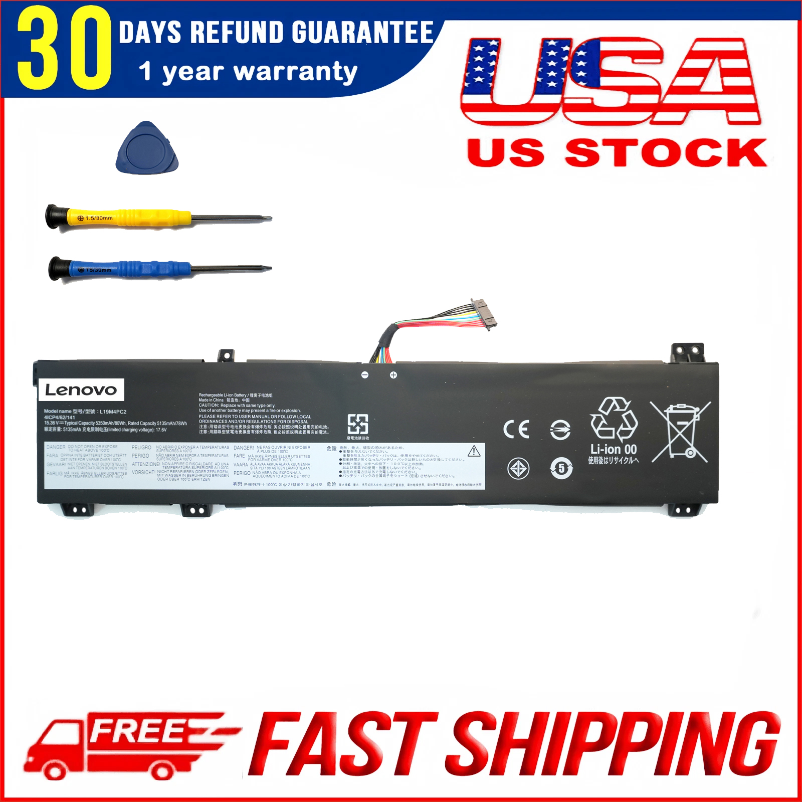 Genuine L19C4PC2 L19C4PC0 L19M4PC2 Laptop Battery Replacement for Lenovo Legion Y540 & Legion 5 Series