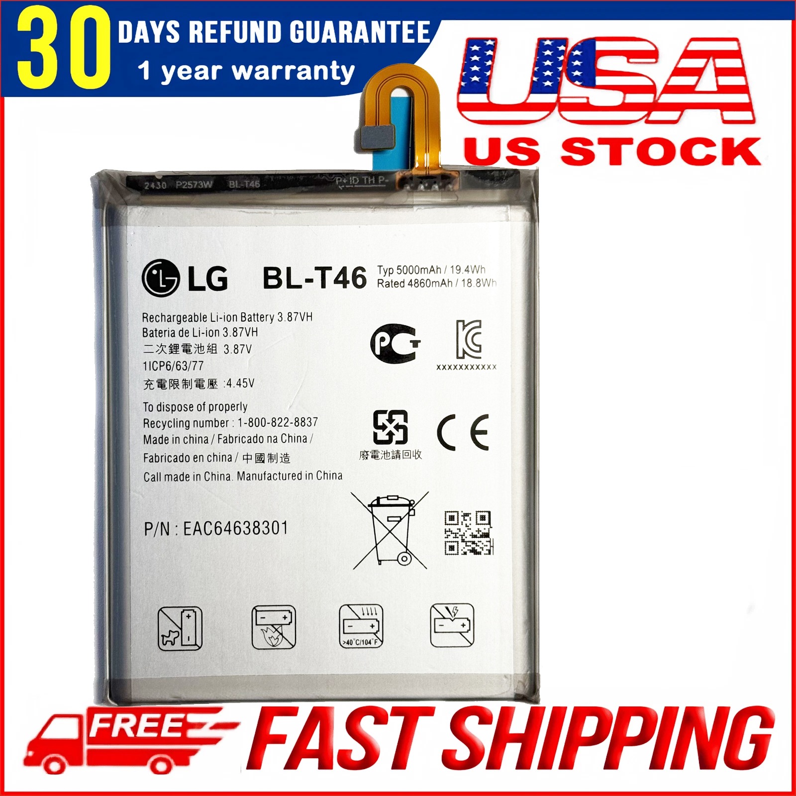 New OEM LG V60 ThinQ 5G BL-T46 Battery Replacement