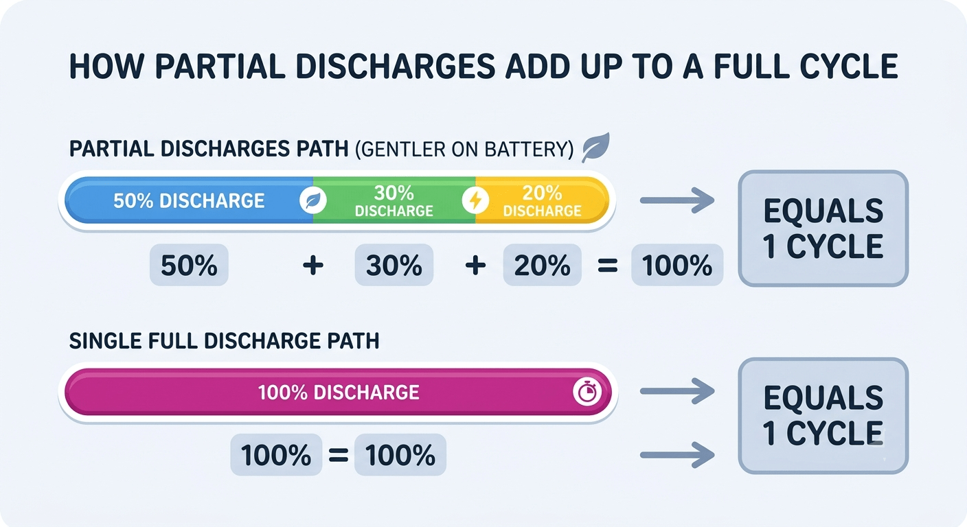 Simple diagram showing how partial discharges add up to one full cycle