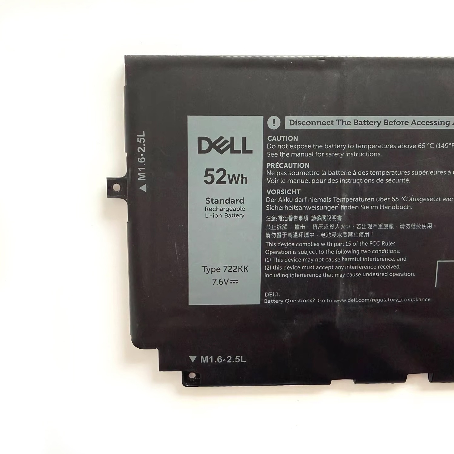 722KK 52Wh Battery for Dell XPS 13 9300 9310 9380 FP86V 2XXFW