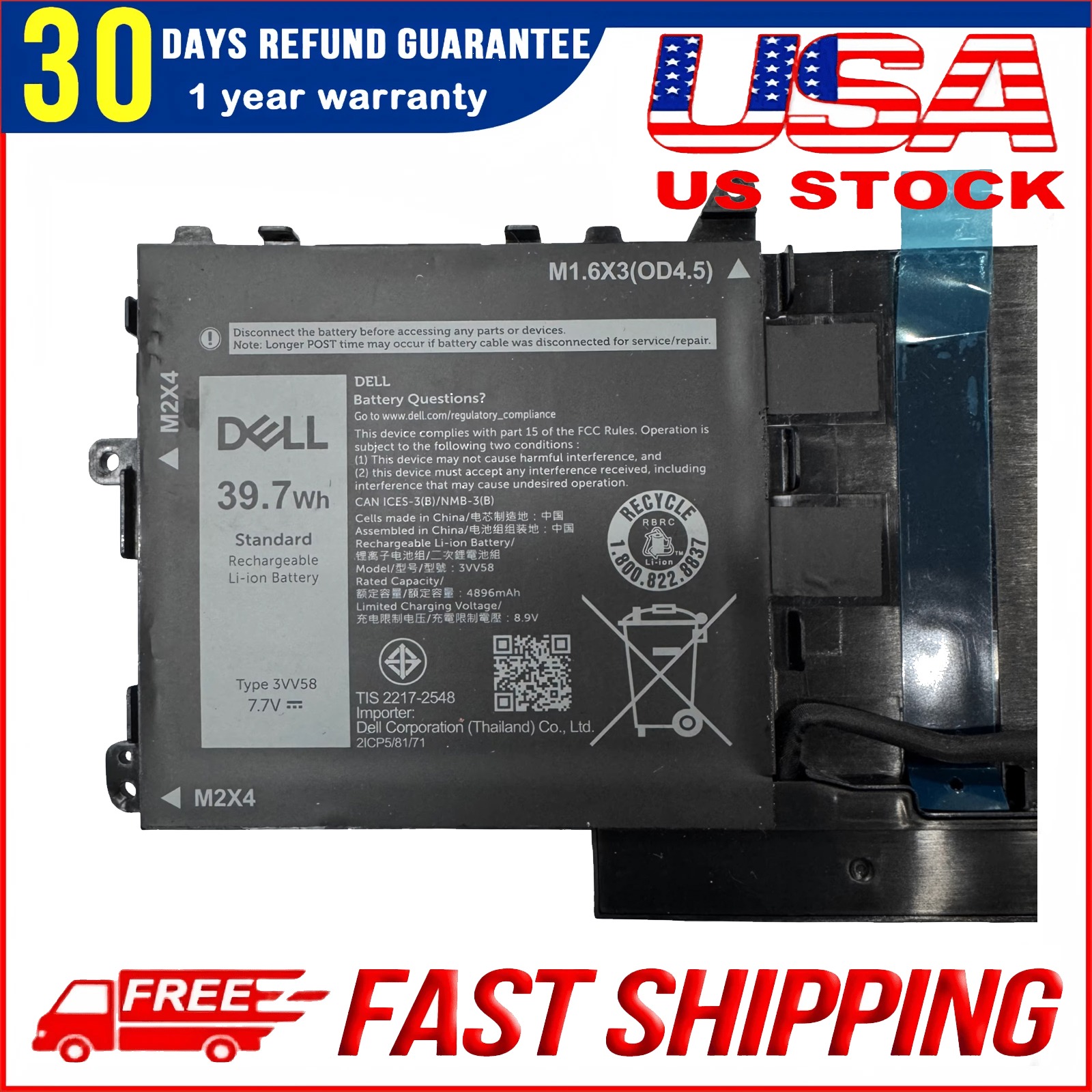 New Genuine 3VV58 9YD1V Battery for Dell Latitude 9420 9430 2-in-1
