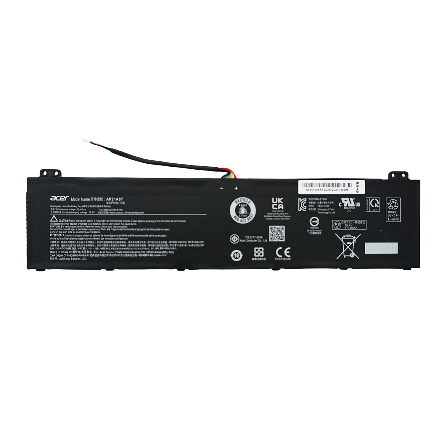 Google People Also Ask (PAA) What battery fits Acer Predator Helios 300 PH315-55? The compatible battery for Acer Predator Helios 300 PH315-55 is AP21A8T. It is a 15.4V 5716mAh 8-cell Li-ion battery. Where can I buy an AP21A8T battery? You can purchase an AP21A8T replacement battery from professional laptop battery suppliers that provide compatible replacement batteries. How do I know if my laptop battery needs replacement? Your battery may need replacement if: The laptop shuts down unexpectedly Battery capacity decreases quickly The battery cannot hold a charge The laptop only works with the charger connected Is AP21A8T a lithium-ion battery? Yes. The AP21A8T is a rechargeable lithium-ion (Li-ion) battery. What laptops use AP21A8T battery? The AP21A8T battery is mainly used for Acer Predator Helios 300 PH315-55 Series laptops.