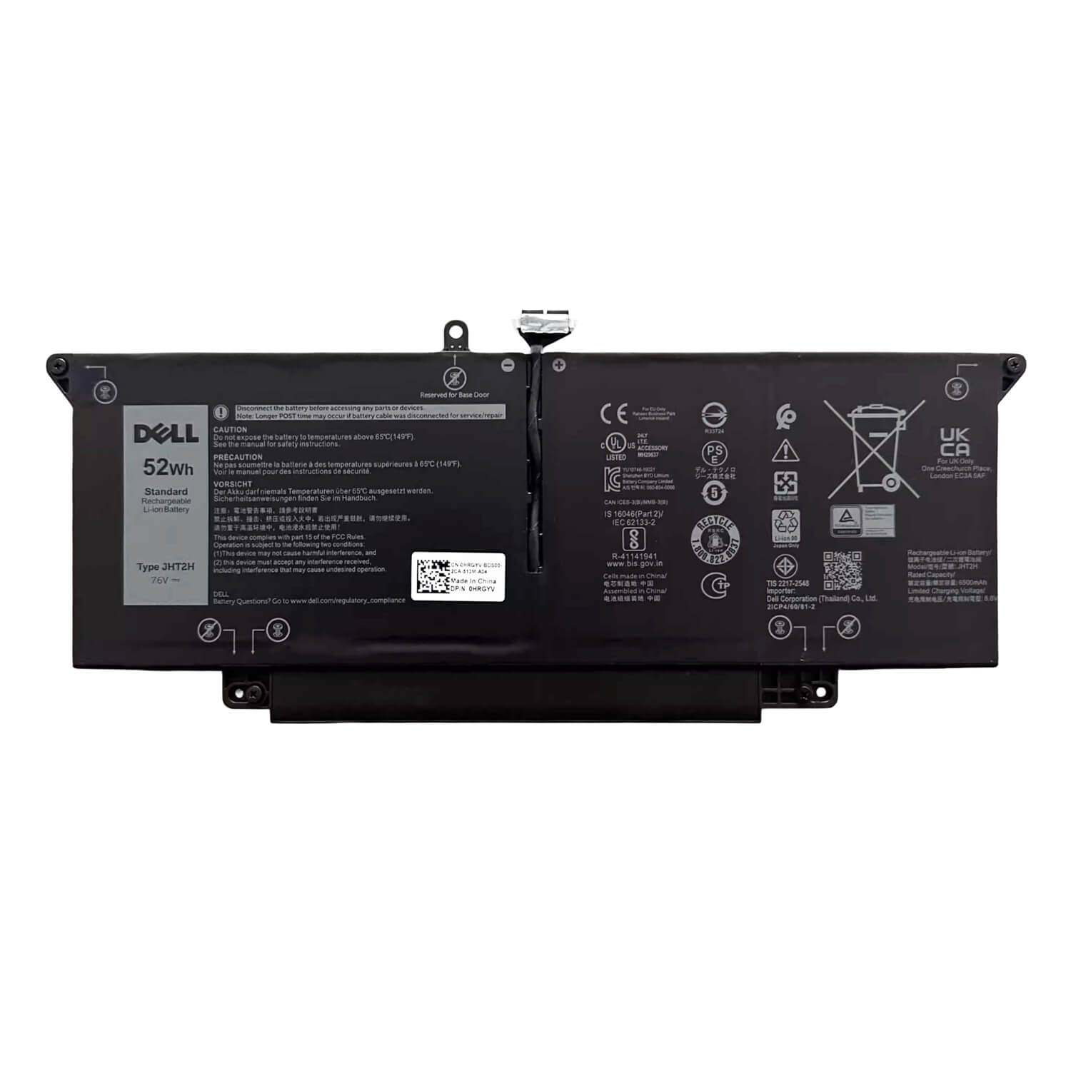 Genuine JHT2H 52Wh Battery for Dell Latitude 7310 7410 7.6V 04V5X2 0HRGYV