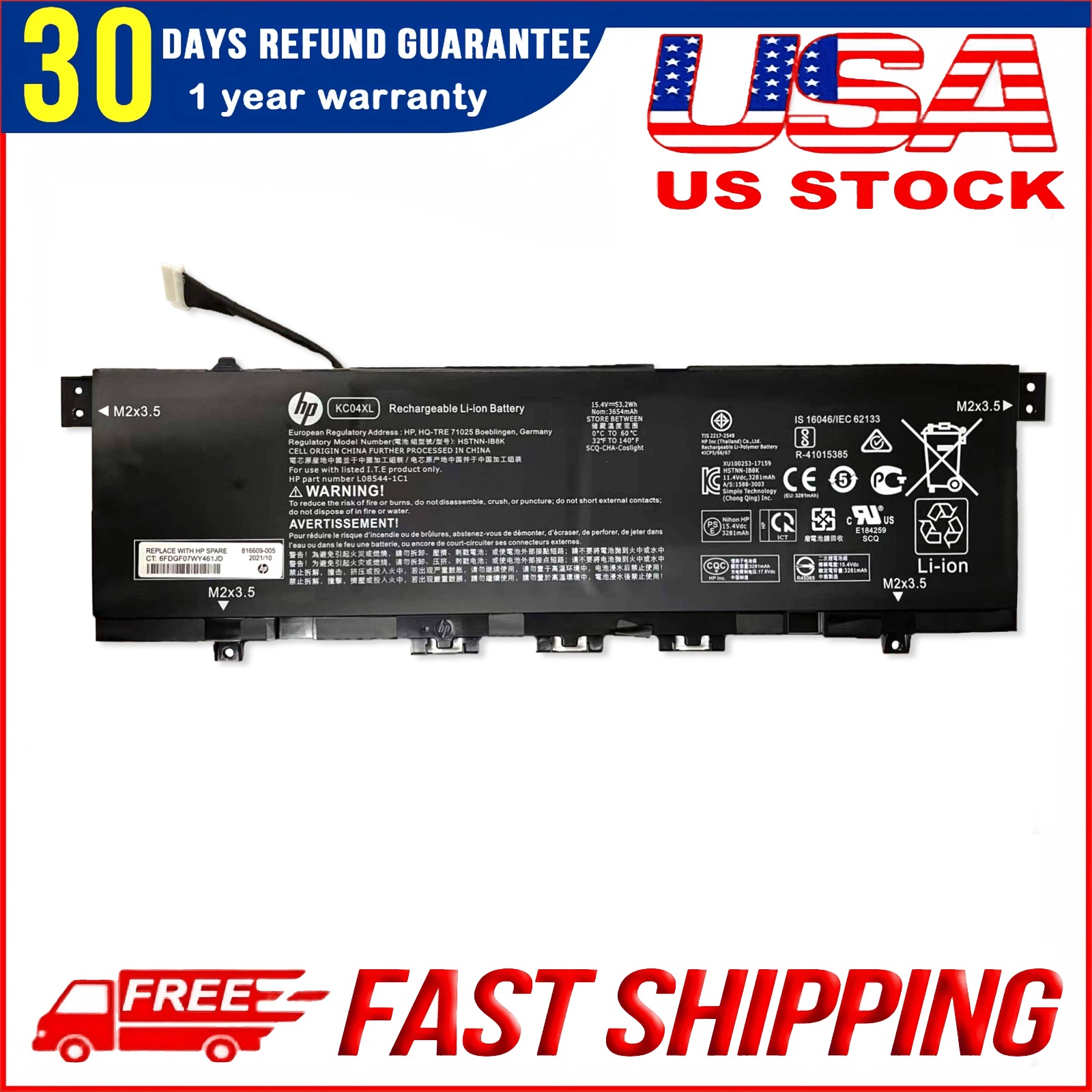 KC04XL Battery for HP Envy x360 13-AG 13-AH 13-AQ 53.2Wh