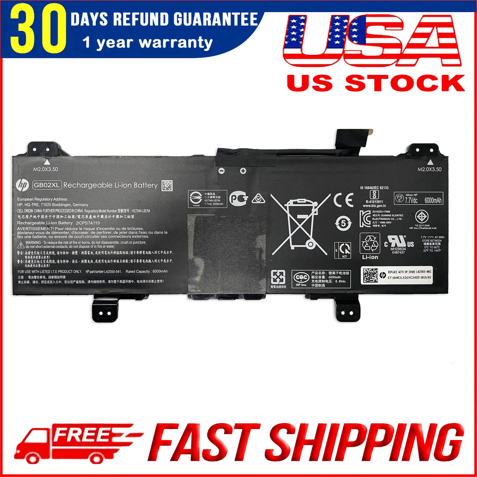 Genuine GB02XL Battery for HP Chromebook x360 11 G2 EE