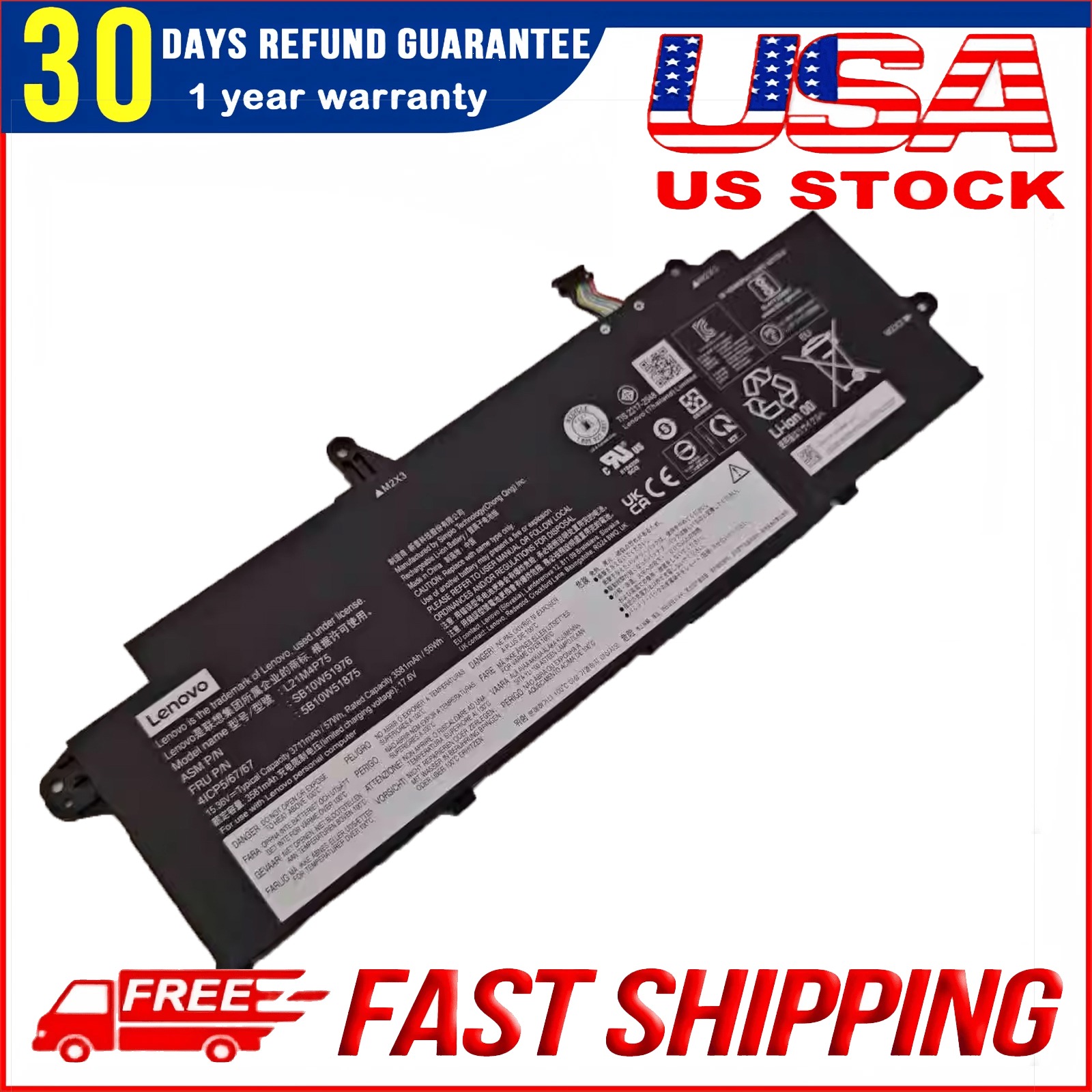 Genuine L21B4P71 Battery for Lenovo ThinkPad T14s Gen 3 Gen 4 57Wh Li-ion Replacement Battery - Image 3